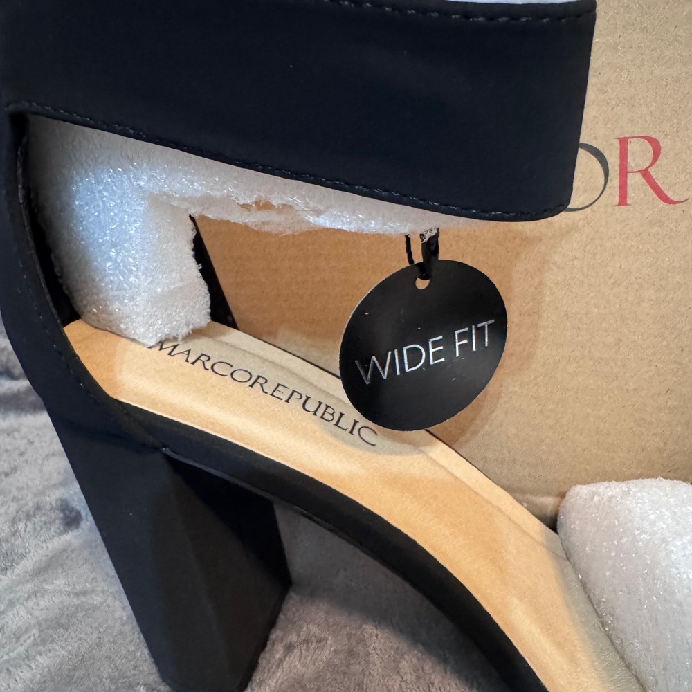 Marco Republic Womens Size 10 Wide Edmonton Chunky Block Heel Ankle Strap Heels - Picture 7 of 11
